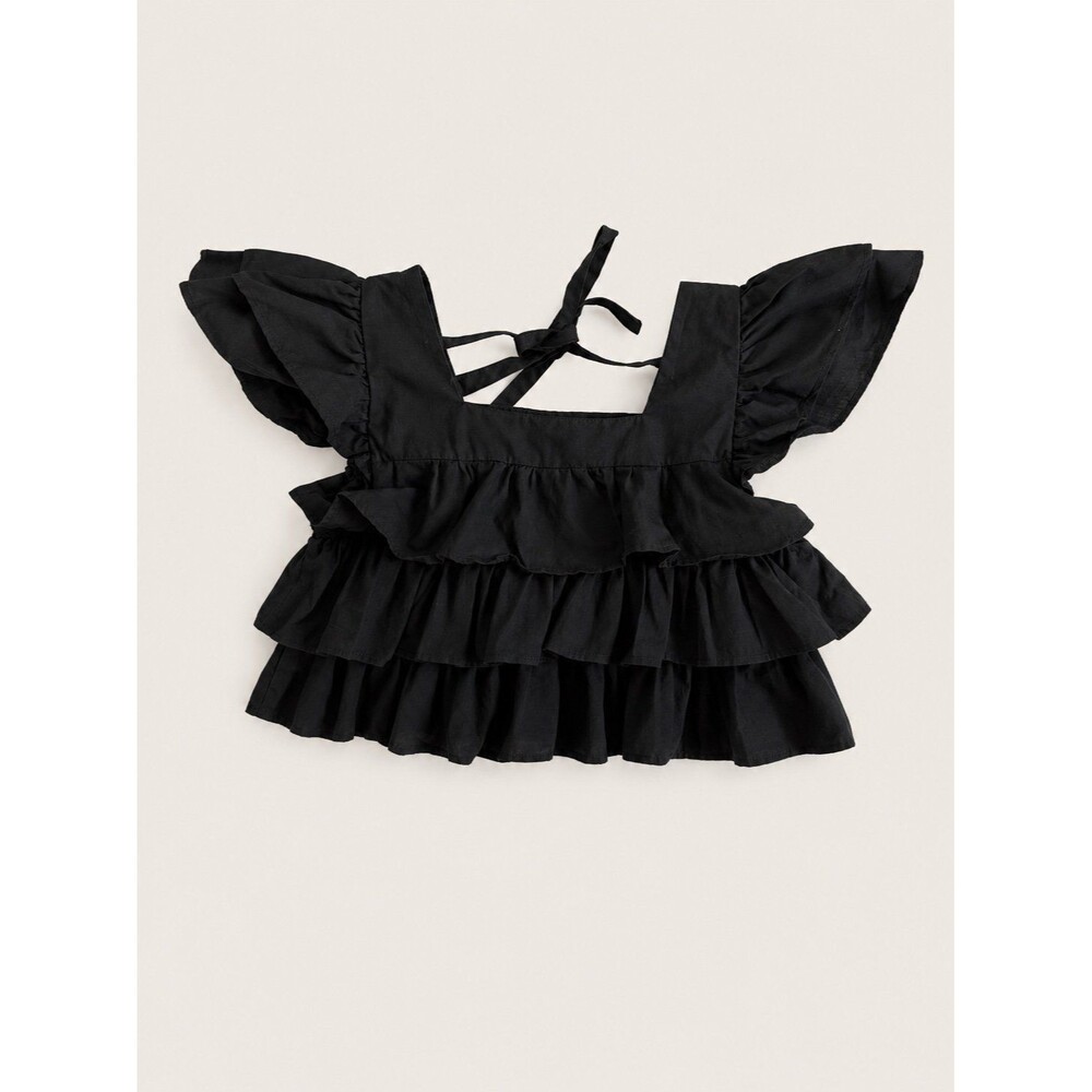 Baby Girl Boutique Layered Ruffle Shirt 9-12 Months Classic Black